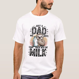 T-shirt père et fils avec paresseux au lait création graph