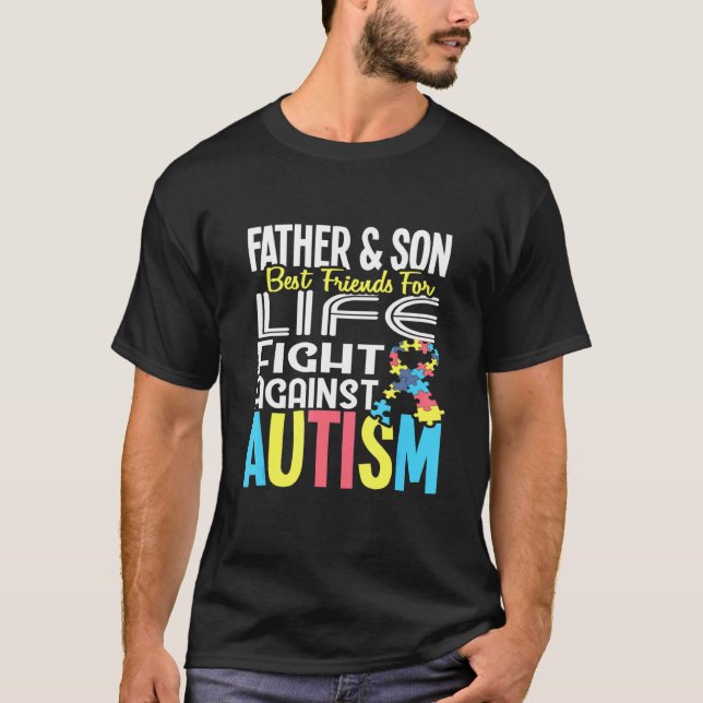 T-shirt Père Et Fils Bff Pour La Vie Contre L'Autisme (Devant)