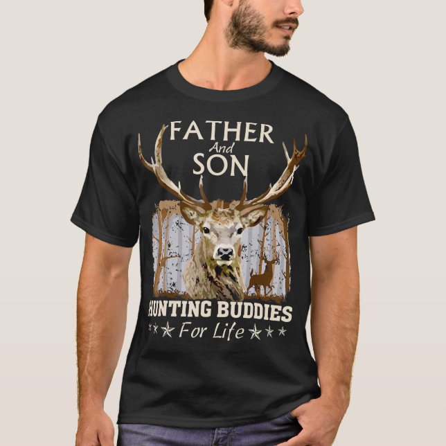 T-shirt Père et Fils Chasse Buddies pour la vie (Devant)