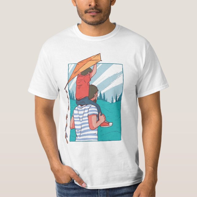 T-shirt père et fils et cerf-volant (Devant)