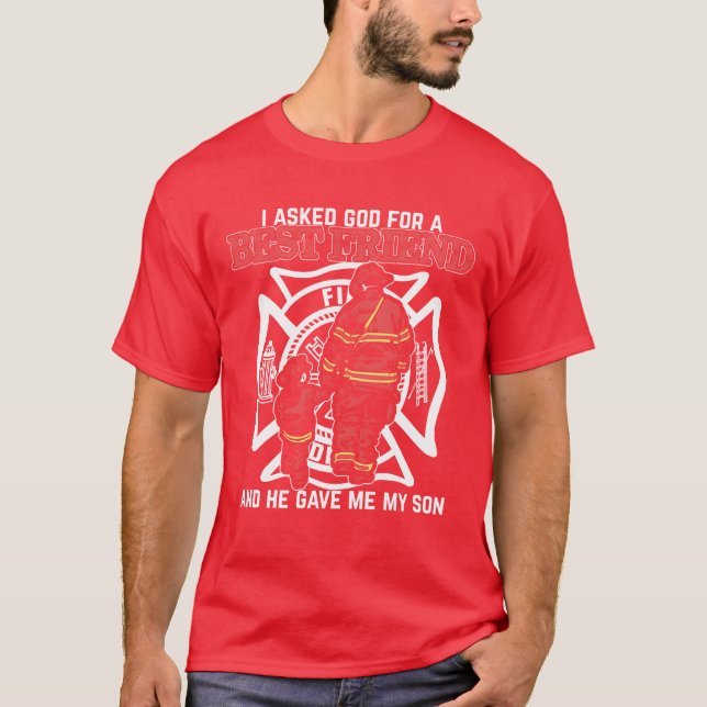 T-shirt Père Et Fils Meilleur Ami À Vie Un Pompier (Devant)