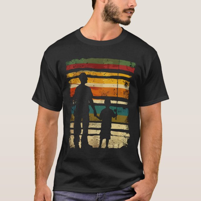 T-shirt Père et Fils pêchant vintage (Devant)