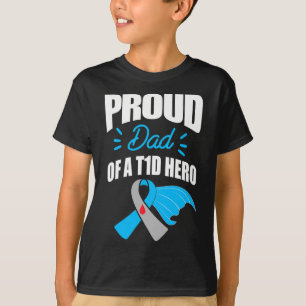 T-shirt Père Fier D'Un Héros T1D Type 1 Diabète Papa Recon