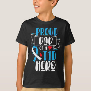 T-shirt Père Fier D'Un Héros T1D Type 1 Diabète Papa Recon