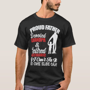 T-shirt Père fier grand-papa dévoué mécanicien à la retrai