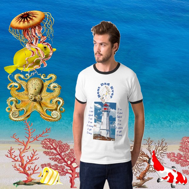 T-shirt Père Fille Bond Phare Meilleur Papa Jamais Bleu (Father Daughter Bond Lighthouse Best Dad Ever Blue T-Shirt)