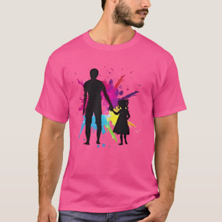 T-shirt Père Fille tenant les mains Splashback bo design
