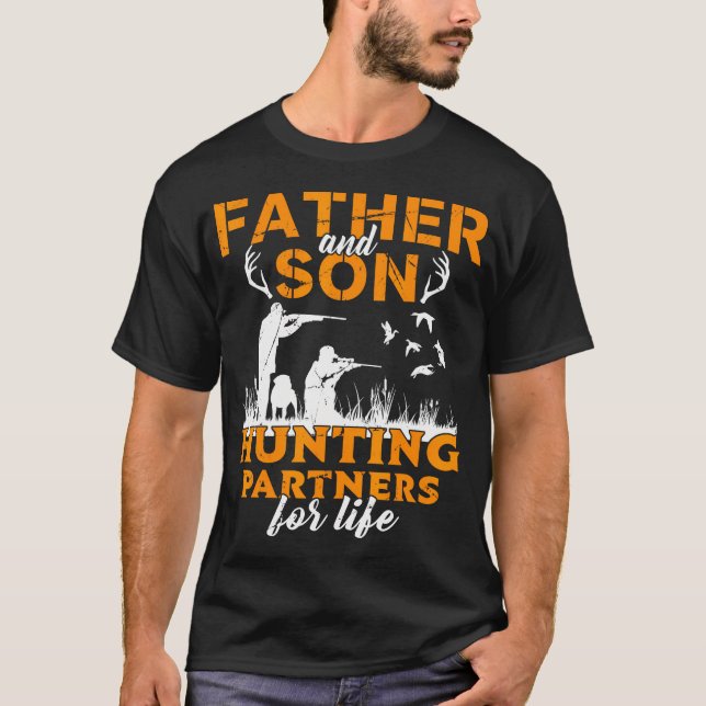 T-shirt Père Fils Chasse Partenaires Pour La Vie Papa Fami (Devant)