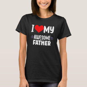 T-shirt Père Jour Coeur Rouge Avec Amour J'Aime Mon Père A