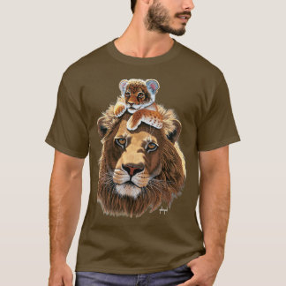T-shirt Père Lion et Lion Cub lion mâle