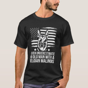 T-shirt Père Malinois belge amateur de chiens Drapeau amér