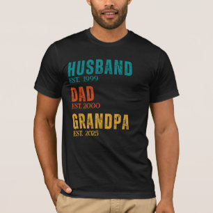 T-shirt Père Mari Grand-Père Personnalisé Est. Années Rétr