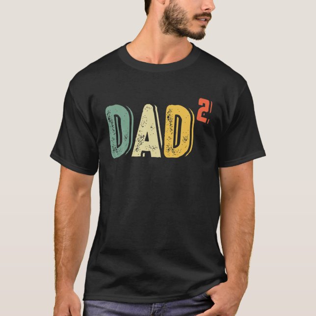 T-shirt Père Mens D'Être De 2 Enfants - 2E Puissance Carré (Devant)