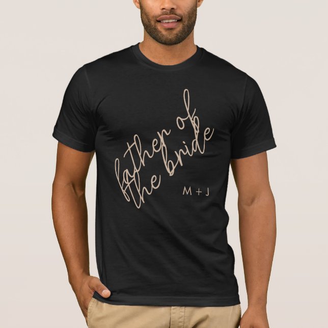 T-shirt Père moderne de la mariée | Beige + noir (Devant)