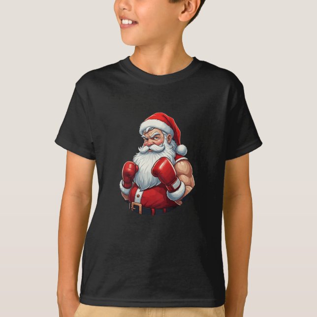 T-shirt Père Noël A Boxer Funny Christmas Boxing Ho Ho Ho- (Devant)