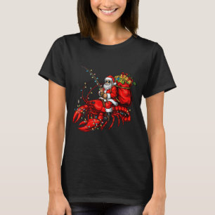 T-shirt Père Noël à cheval sur homard illumine la pêche de
