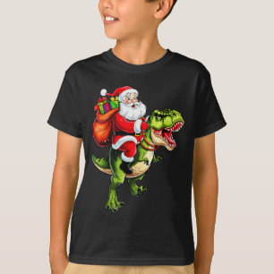 T-shirt Père Noël à cheval sur T Rex Noël drôle de Xmas ga