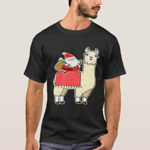 T-shirt Père Noël à cheval sur un lama Noël Garçons Hommes