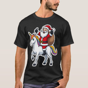 T-shirt Père Noël à cheval sur une licorne - Filles de Noë