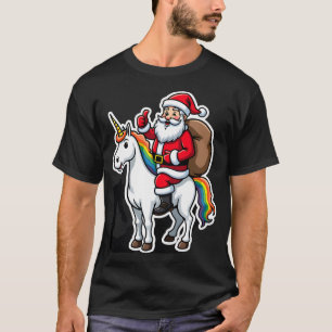 T-shirt Père Noël à cheval sur une licorne - Filles de Noë