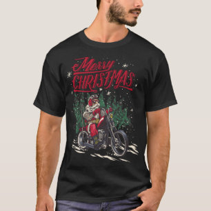 T-shirt père Noël À cheval Sur Une Moto Noël