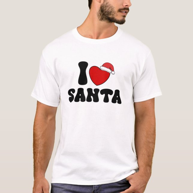 T-shirt Père Noël à cœur chapeau de Noël Père Noël (Devant)