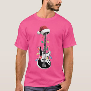 T-shirt Père Noël à la guitare Lumières de Noël Bassiste G
