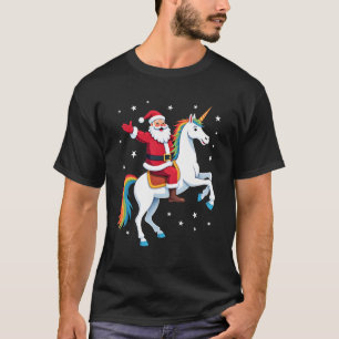 T-shirt Père Noël à Noël Licorne Xmas Filles Femmes Ra