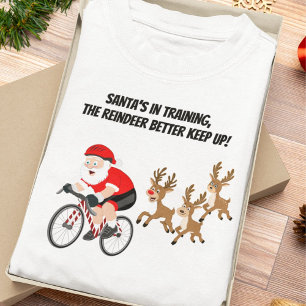 T-shirt Père Noël à vélo avec des rennes
