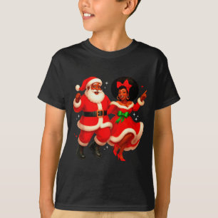 T-shirt Père Noël africain dansant M. Mme Claus Afrique Am