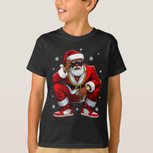 T-shirt Père Noël Afro-Américain Noël Xmas Noir Femmes 