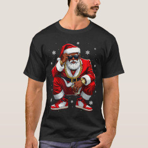 T-shirt Père Noël Afro-Américain Noël Xmas Noir Femmes