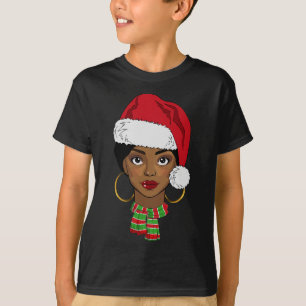 T-shirt Père Noël afro-américain noir afro Noël Melani