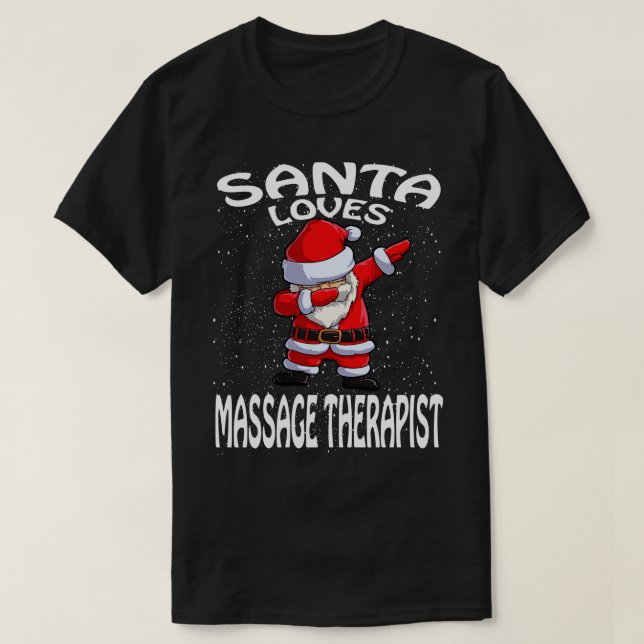 T-shirt Père Noël aime massothérapeute Noël (Design devant)