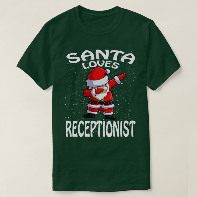 T-shirt Père Noël aime Noël réceptionniste (Design devant)