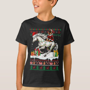 T-shirt Père Noël Allemand Berger équitation Cheval de Noë
