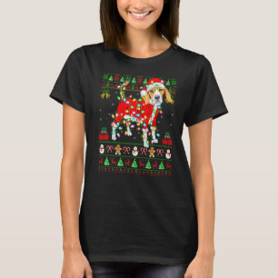 T-shirt Père Noël aux lumières de Noël laides Chien Beagle