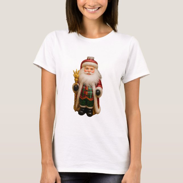 T-shirt Père Noël avec bâton doré (Devant)