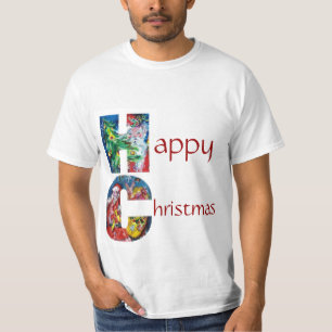 T-SHIRT PÈRE NOËL AVEC CADEAUX ET MONOGRAMME D'ARBRE DE NO