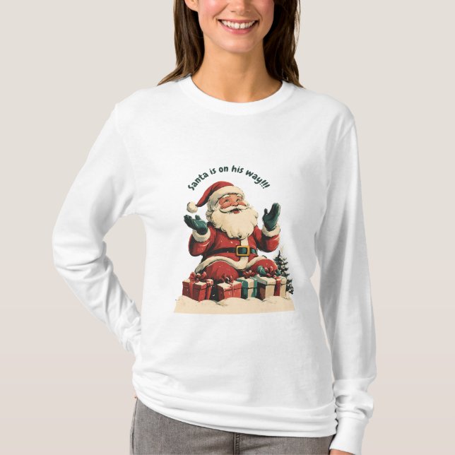T-shirt Père Noël avec des cadeaux de Noël (Devant)
