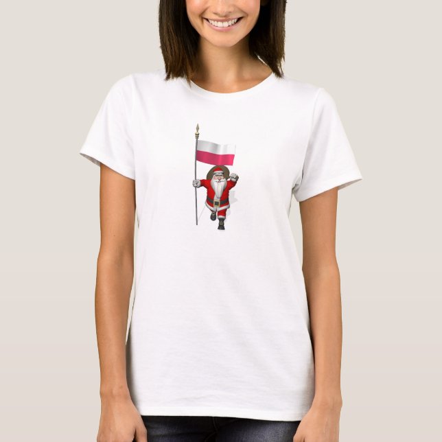 T-shirt Père Noël Avec Drapeau De Pologne (Devant)