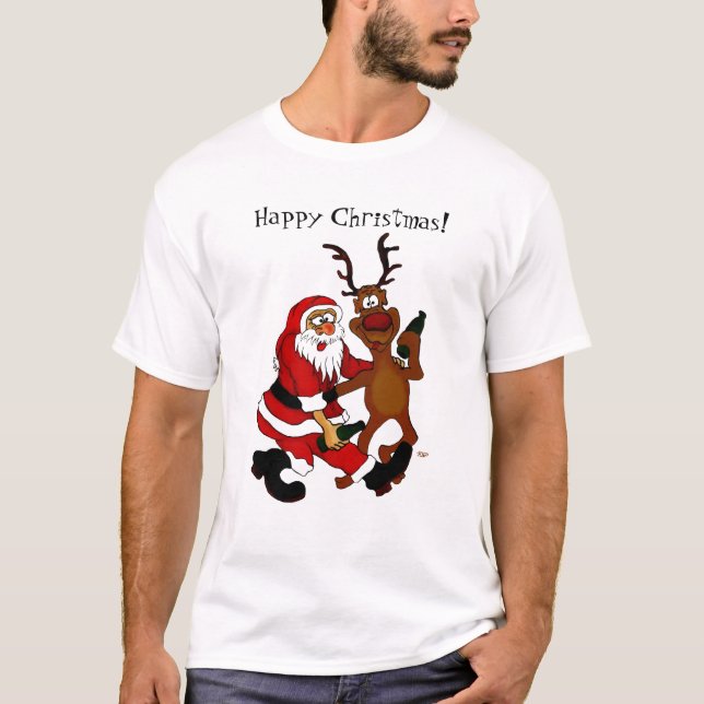 T-shirt Père Noël avec élan - Joyeux Noël (Devant)