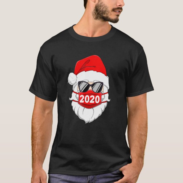 T-shirt Père Noël avec masque facial Pyjamas de la famille (Devant)