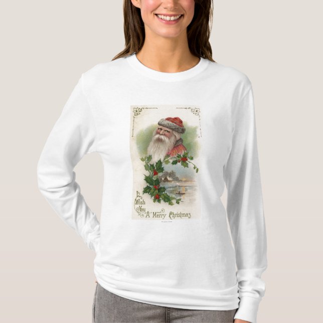 T-shirt Père Noël avec une scène de lac (Devant)