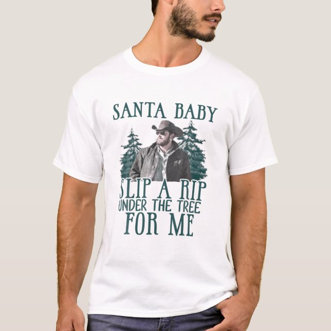 T-shirt père Noël Baby A Glissé Une Rip Sous L'Arbre Pour  (Devant)