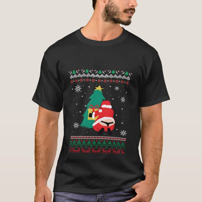 T-shirt Père Noël baleines traînes des dents laides (Devant)