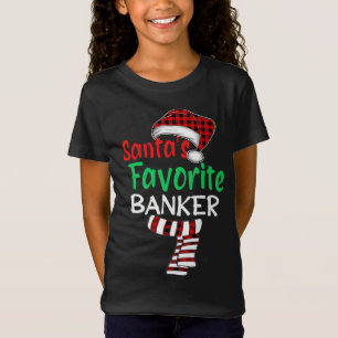 T-Shirt Père Noël banquier favori Noël Père Noël Red Plaid