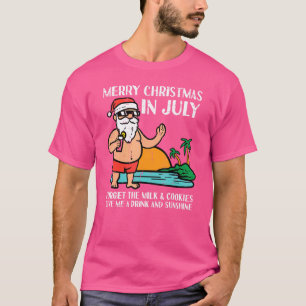 T-shirt Père Noël Beach Joyeux Noël En Juillet Oubliez Mil
