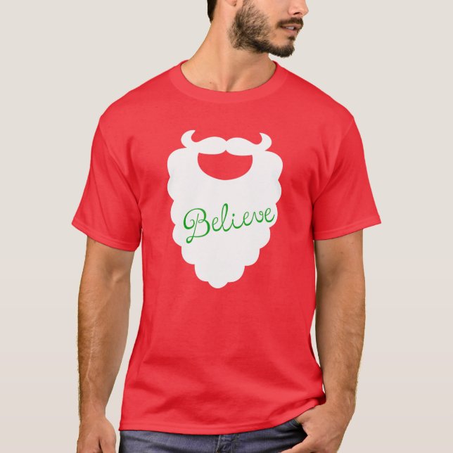 T-shirt Père Noël Beard Holiday Tee Believe Holiday Design (Devant)