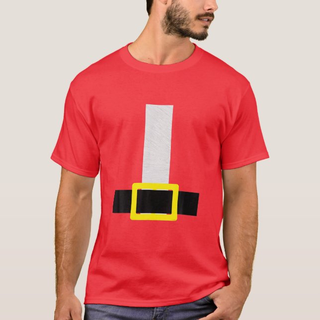 T-shirt père Noël Belt Costume rouge Halloween avant Noël  (Devant)